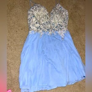 JJs House Blue and Silver Prom Dress